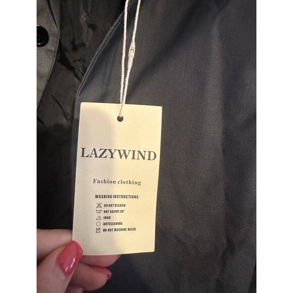 Mens Gray Two-Button Blazer By Lazywind Size XL Lightweight Polyester Blend Sing - Picture 6 of 6